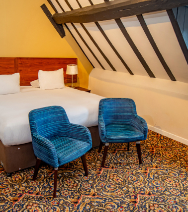 George Hotel, Bewdley double bed and seating
