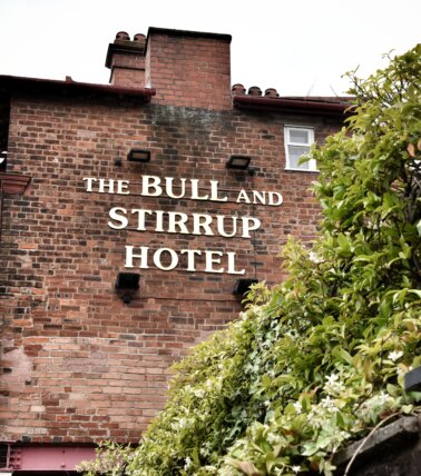 The Bull and Strirrup, Chester sign, side of building