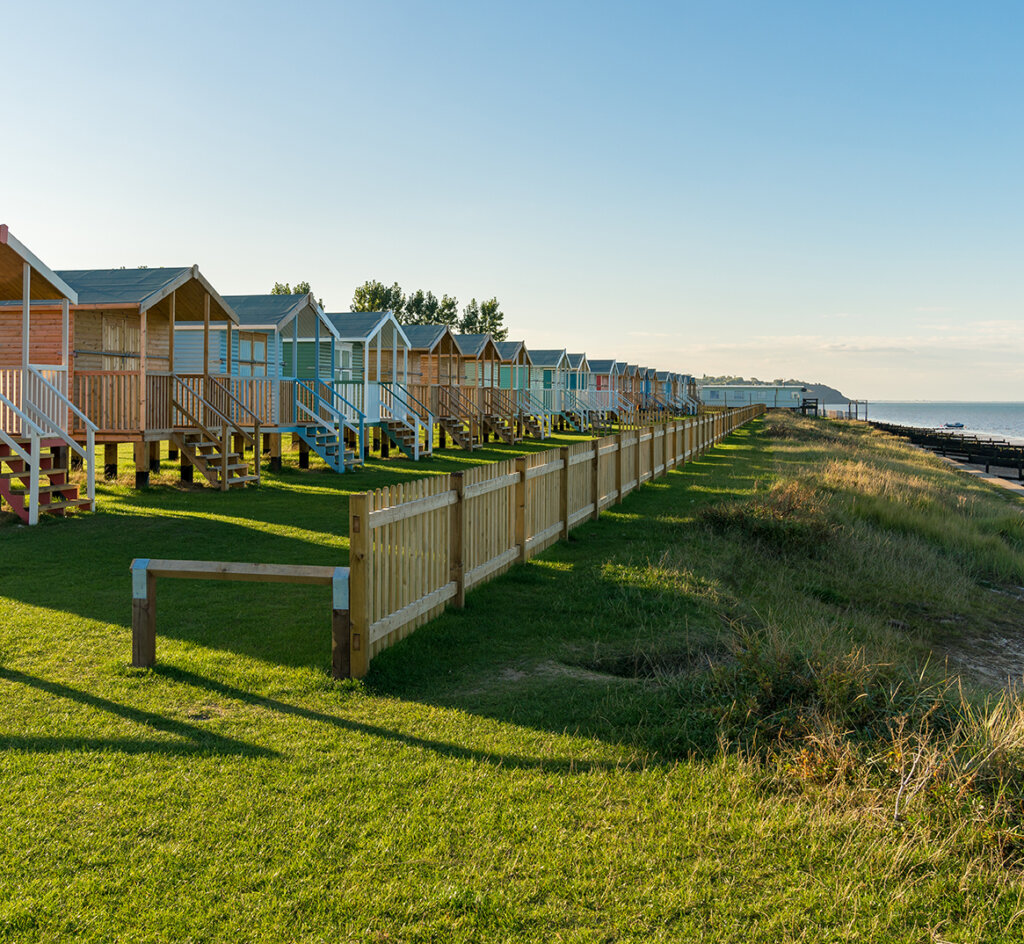 Beach huts with sea view in Leysdown-on-Sea